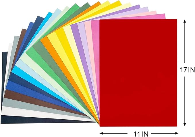11x17 Large Cardstock A3 Color Paper Colored Card Stock 100 Sheets Multi-Color Poster Paper Sheets 20 Colors 80lb Thick Printer Paper Display Board for Art and Crafts, Exhibits