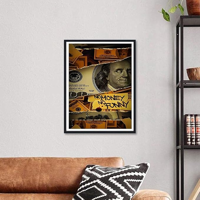 Inspirational Entrepreneur Quotes Wall Art No Money No Funny Posters Motivational Canvas Print Artwork Wall Decor for Office Living Room Decor Ready to Hang 12X16inch