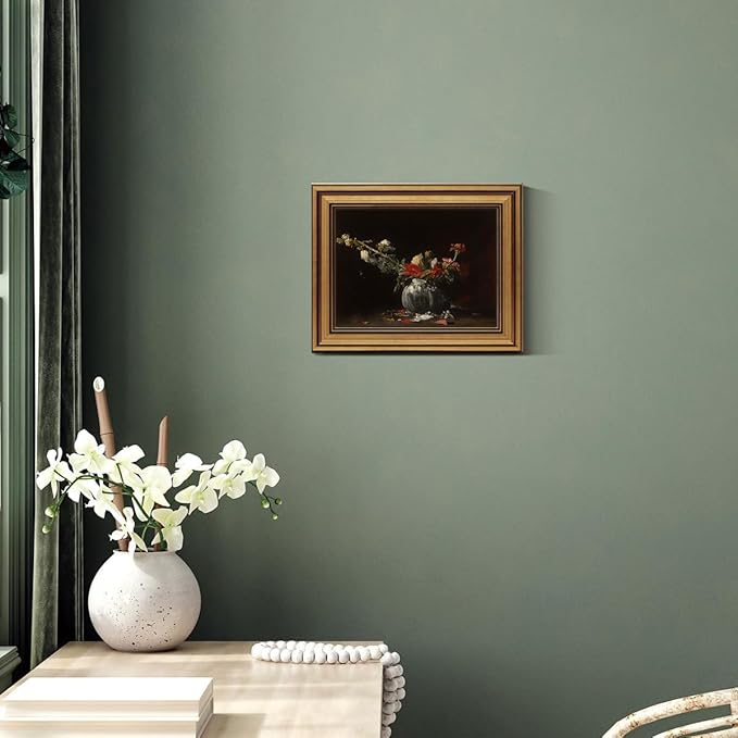 Gold Framed Wall Art Vintage Canvas Wall Art Fading Flowers Floral Artwork Prints Picture for Living Room Bedroom Farmhouse Bathroom Office Decor, 8x10