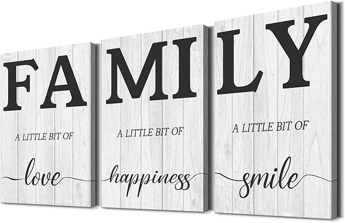 Family Wall Decor for Living Room Family Canvas Wall Art - 3-Piece Framed Canvas Prints with Wooden Frame, Ready to Hang, Fade-Resistant High-Definition Artwork (20''Wx28''Hx3PCS)