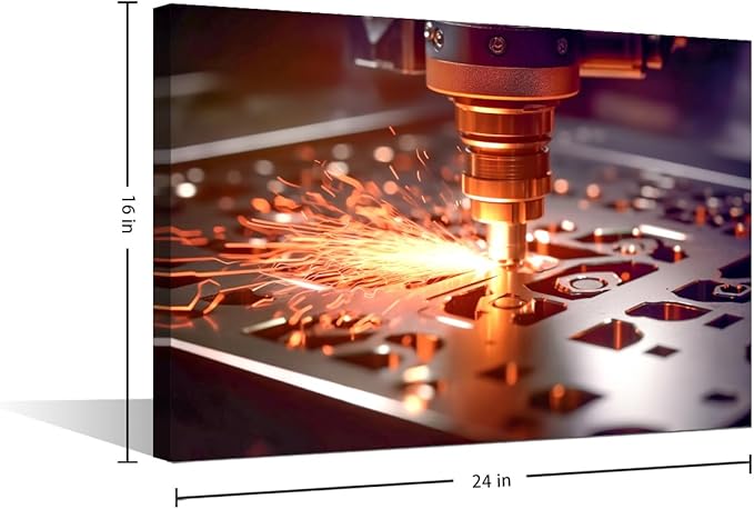 TUMOVO CNC Milling Machine Paintings for Wall Decorations 1 Piece Canvas Wall Art Machine Picture Art Prints Canvas Art Wall Decor Modern Artwork for Home Walls with Wooden Frame, 16" x24"