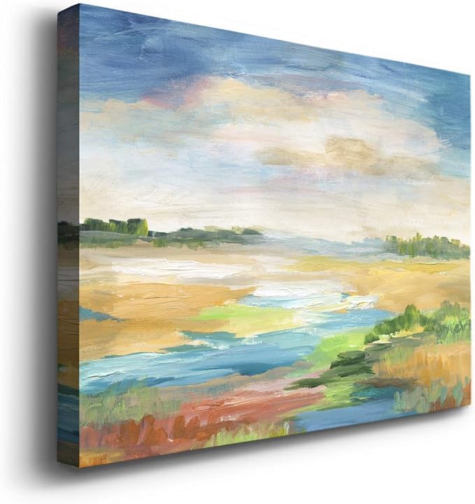 Landscape Wall Art Premium Gallery Wrapped Canvas Abstract Ocean Forest Modern Artwork Decoration for Living Room Kitchen Bathroom Office, Ready to Hang