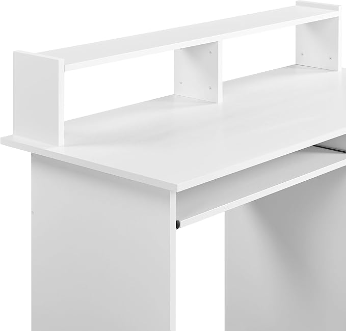 Yaheetech Home Office Wood Computer Desk with Keyboard Tray and Drawers, Students Writing Table with Storage Drawers & Hutch, Modern PC Laptop Desk, Multifunctional Workstation, White