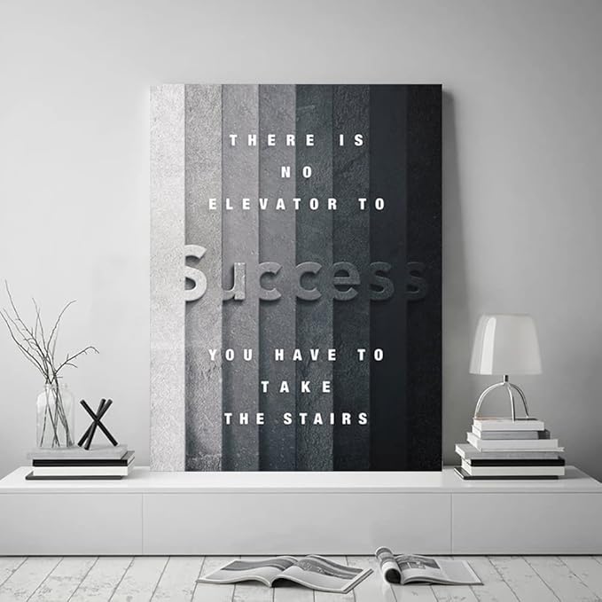 Success Canvas Print Wall Art Motivational Poster Office Art Inspirational Quotes Wall Decor for Home School Gym Wall Decoration Stretched and Framed Easy to Hang -18" WX24 H