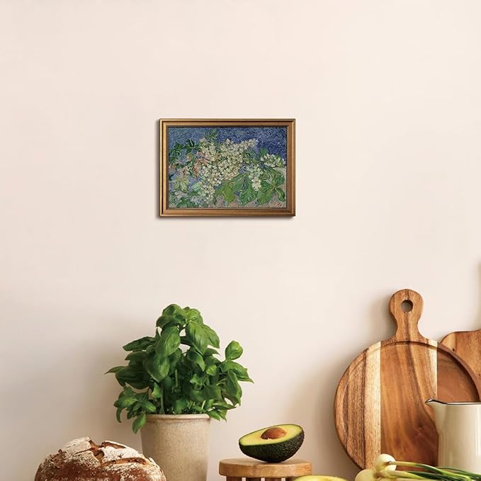 Gold Framed Wall Art Vintage Canvas Wall Art Van Gogh Chestnut Branches Artwork Prints Picture for Living Room Bedroom Farmhouse Bathroom Office Decor, 12x16