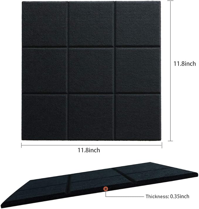Large Felt Board Tiles for Wall with 30 Push Pins, 11.8"x11.8" Pack of 6 Pin Board Notice Boards for Home Office Kitchen, Bulletin Board Wall Tiles for Photos Memos (Black+White, 6 Pack)