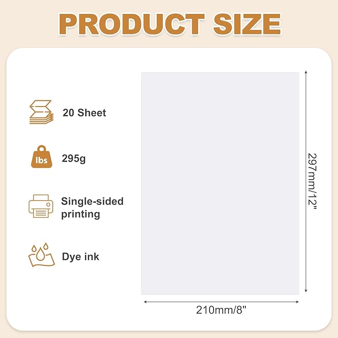 MECCANIXITY 20 Sheets Glossy Photo Paper, 8x12 Inches Picture Paper 240gsm Glossy Card Stock for Inkjet Printing Printer,Making Pictures Greeting Card Printing