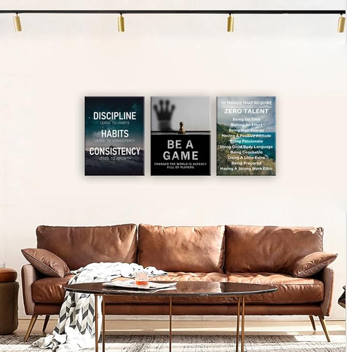 Inspirational Canvas Wall Art - Discipline Poster Motivational Quote - Ten Things That Require Zero Talent - Positive Quote Canvas Print - Office Room Wall Decor - Framed [36" W X 16" H]
