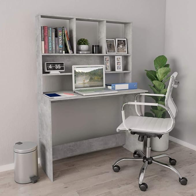 43.3" Computer Desk, Computer Workstation with Bookshelf, Study Writing Home Office Desk, Modern Chipboard Multipurpose Desk Easy Assemble, 43.3 x 17.7 x 61.8 inch