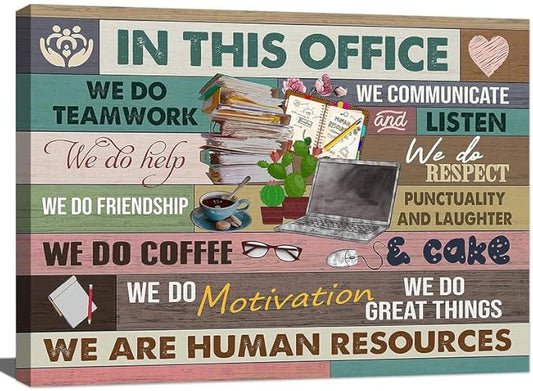 Inspirational Wall Art for Office In This Office We Are Human Resources Wall Art Office Wall Decor Modern Motivation Quotes Painting Prints Prints Artwork for Home 24x16in Framed