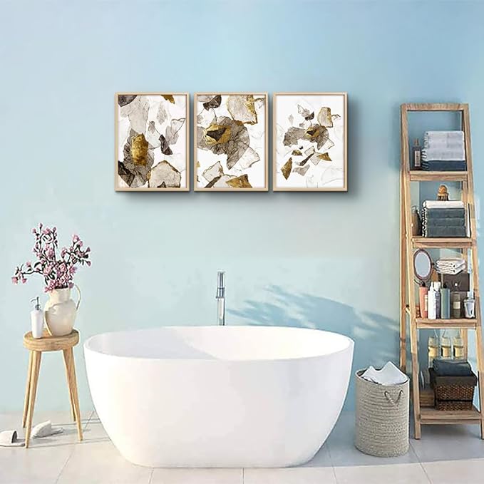 MHARTK66 Framed Wall Art Living Room Family Wall Decor Bedroom Fashion Kitchen Wall Pictures Artwork Office Decor Print Abstract Painting Modern Bathroom Home Decors (Natural Wood Framed)