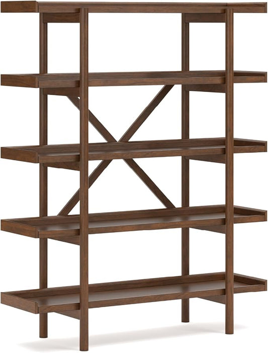 Signature Design by Ashley Lyncott Mid-Century Modern Freestanding 5-Tier 70" Etagere Bookcase, Light Brown