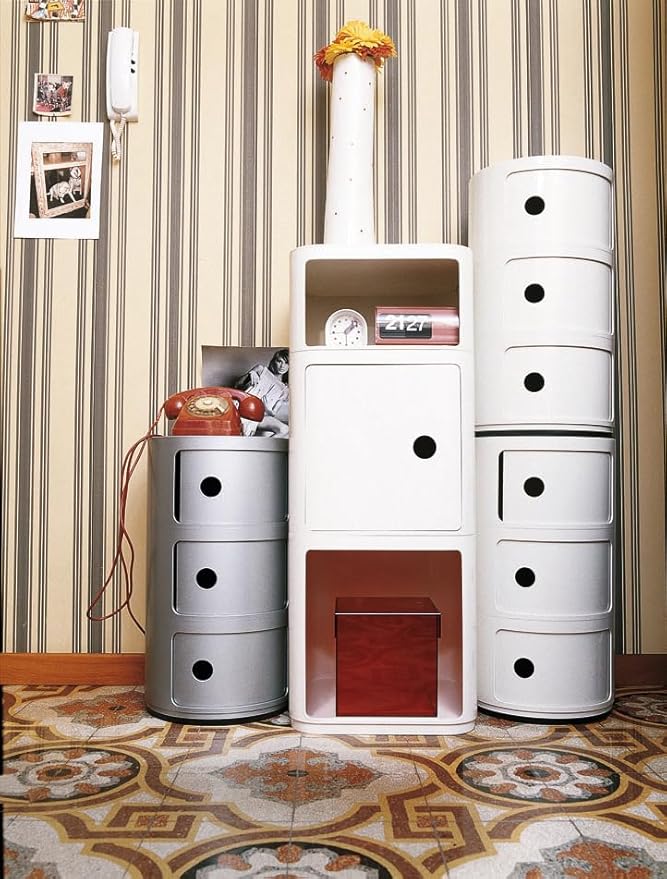 Kartell 4966/SI Componibili Drawers by Anna Castelli Ferrieri, Pack of 1, Opaque Silver