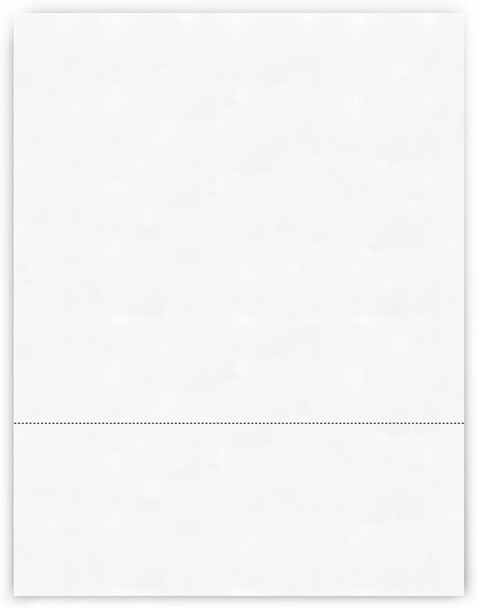PrintWorks Professional 3 1/4" Horizontal Perforated Paper 8.5” x 11” - Perfect For W-2, 1099, & Statement Use - Made in the USA - 500 Sheets - 20 lb - Printer Compatible - White (04115)
