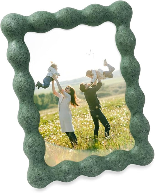 Isaac Jacobs 5x7 Rosemary Green Resin Picture Frame, Elegant Undulating Curve Design for Tabletop & Wall Display Photo Frame, Home Décor, Art, Photo Gallery (5x7, Rosemary Green)
