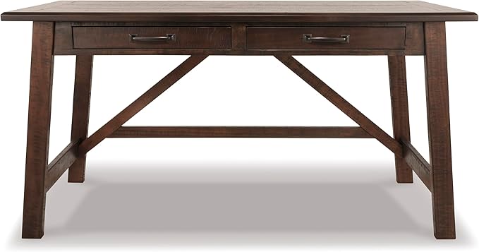 Signature Design by Ashley Baldridge Home Office Desk, Rustic Industrial Desk With Drawers, Wood Construction, Smooth-Gliding Storage for Workspaces, Ideal Office Desk for Home Offices, Brown