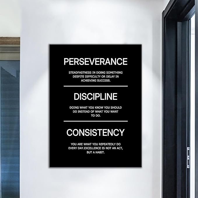 Inspirational Discipline Canvas Wall Art Office Decor Motivational Success Entrepreneur Quotes Positive Sign Picture Artwork for Modern Home Living Room Gym School Ready to Hang [30''Wx 40''H]