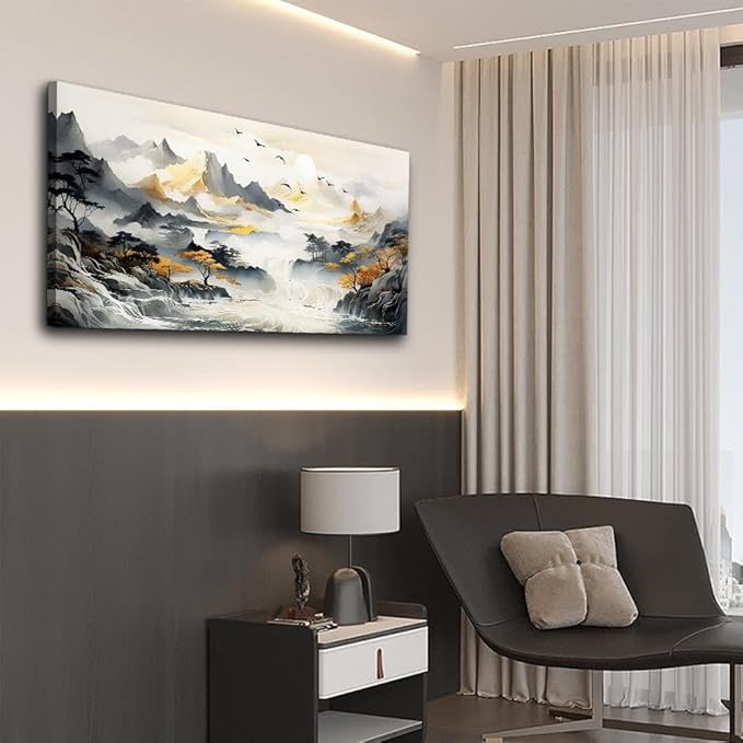 hyidecorart Large Size Wall Decor for Living Room Wall Art For Office Bedroom Modern Decorations Abstract Pictures Stretched and Framed Canvas Art Mountain Landscape Wall Paintings Poster