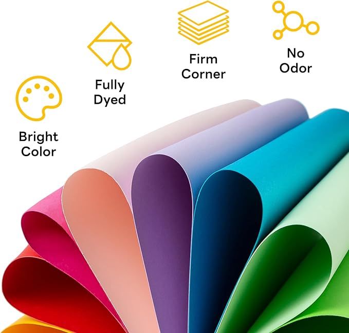 300 Sheets Colored Cardstock Thick Colored paper, Goefun 25 Colors 80lb Construction Paper Assorted Color for Crafts & Printing