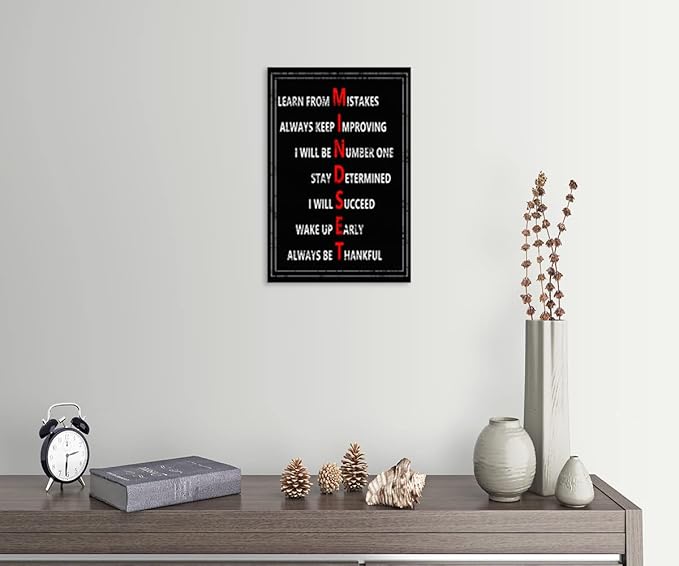Motivational Wall Art Mindset Definition Inspirational Entrepreneur Quotes Mindset Poster Wall Decor Prints Painting Artwork Home Office Decor For Bedroom Living Room Framed[12''W X 18''H]