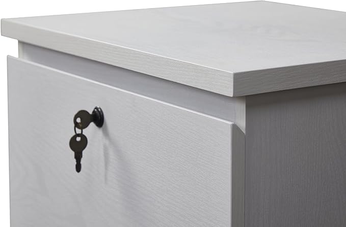kowo 2 Drawer Wood File Cabinet with Lock, Printer Stand, Vertical Filing Cabinet fits A4, Letter, and Legal Size Documents for Home Office, White