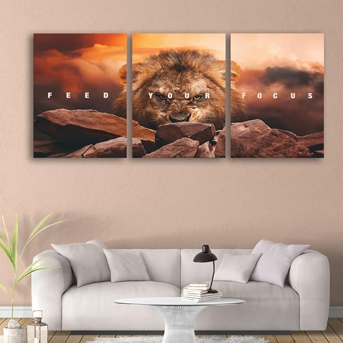 Inspirational Canvas Wall Art 3 Panels Motivational Canvas Wall Painting Hustle Quotes Poster Office Poster Painting Prints Picture Wall Decor for Home Living Room Bedroom Decor Framed Ready to Hang
