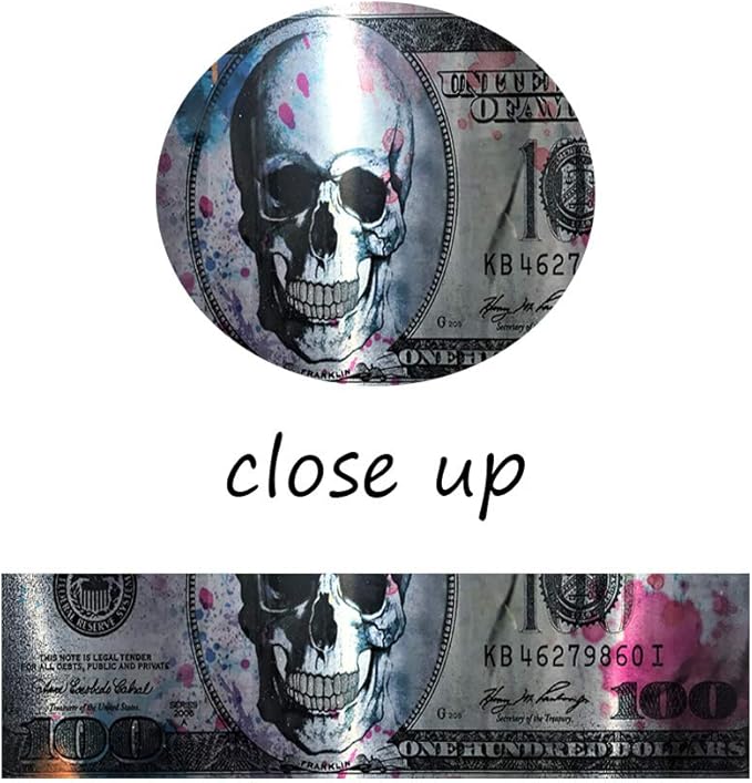 Yatsen Bridge Retro Skull Dollar Bill Canvas Art Print, 48" W x 24" H, Framed, Green, Black, Wood Frame, Waterproof, Landscape, Glossy Finish, Perfect for Living Room, Bedroom, Kitchen, Office, Bar