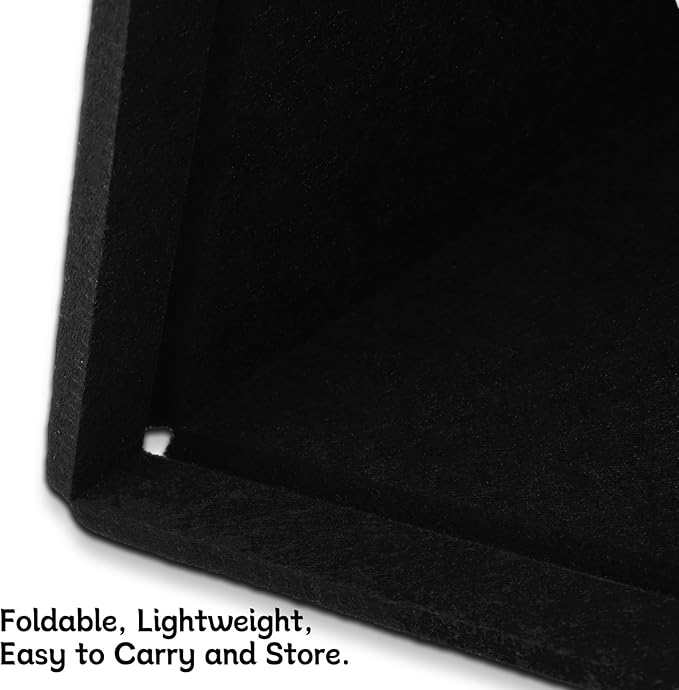 Bulletin Board, 24" x 18" Foldable Cork Board Felt Pin Boards with 35 Pushpins Self-Adhesive Photo Decorative Felt Boards for Walls, Office, School, Classroom, Home, Bedroom - Black