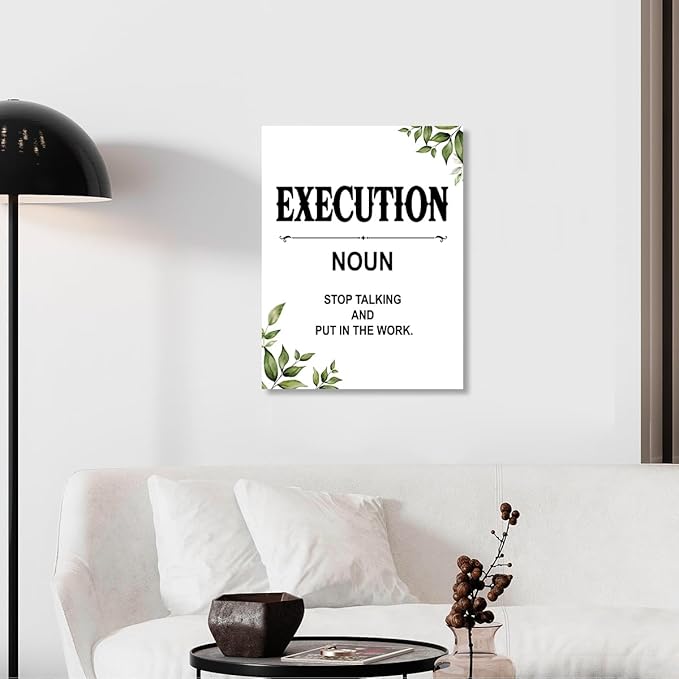 Gwisml Execution Definition Wall Art,Inspirational Quotes Canvas Frame Paintings For Office Home Workplace Wall Art Decor
