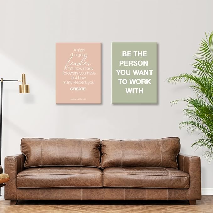 YEOION Office Wall Decor-Motivational Teamwork Office Wall Art Canvas Frame Set of 6-Team Work Leadership Workplace Bulletin Board Break Room Wall Decoration-Teamwork Gifts for Team Leader Boss
