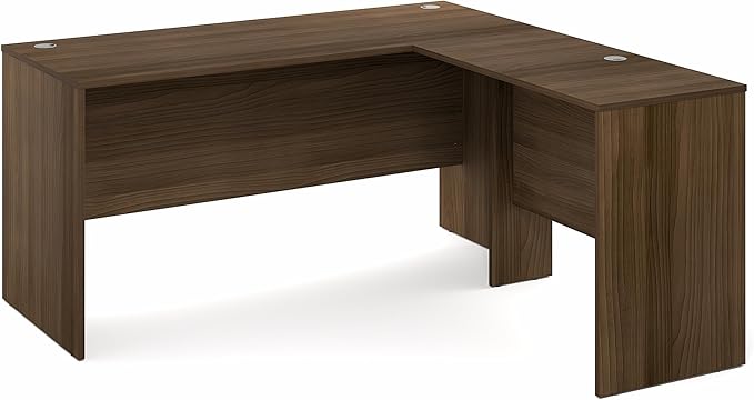 Furinno Roger 60 Inch L-Shaped Office Desk, Executive Desk with Reversible Desk Return, Modesty Panel, Desk Cord Grommet, Scratchproof, for Home Office, Modern Walnut