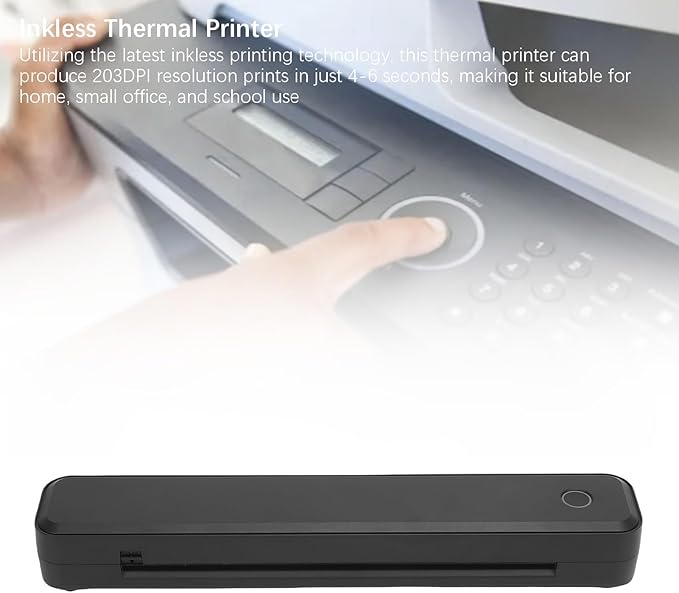 Hyuduo Portable Thermal Printer Labels Printer 203DPI 211.2mm Printing Width Wireless Inkless Printer for 8.5x11in US Letter A4 A5 Paper for Office Car and Home Black
