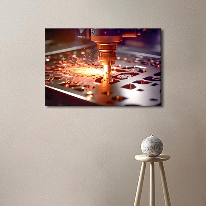 TUMOVO CNC Milling Machine Paintings for Wall Decorations 1 Piece Canvas Wall Art Machine Picture Art Prints Canvas Art Wall Decor Modern Artwork for Home Walls with Wooden Frame, 16" x24"