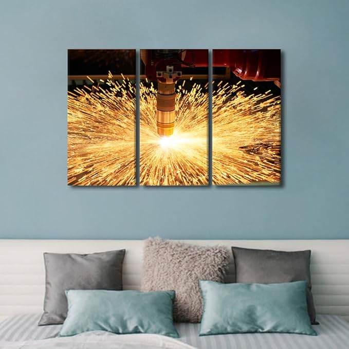 TUMOVO Office Wall Art Laser Cutting Art Prints Wall Pictures Canvas Frame Paintings for Wall Decorations 3 Panels Wall Art Canvas Artwork Wall Decor Canvas Wall Art Ready to Hang, 36x24 Inch