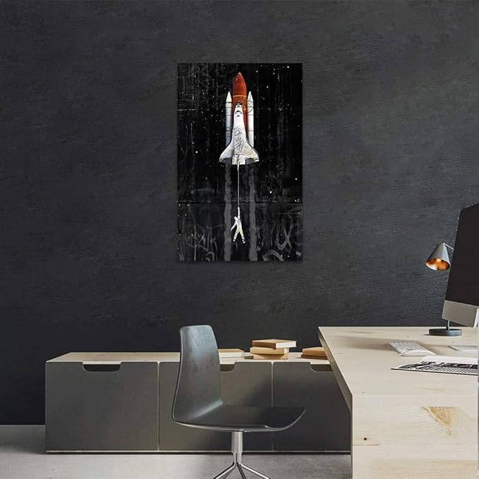 Yatsen Bridge Lift Off Banksy Style Poster and Print on Canvas, Pop Wall Art, Modern Home Wall Decorations Stretched and Framed Ready to Hang - 28x44 inches