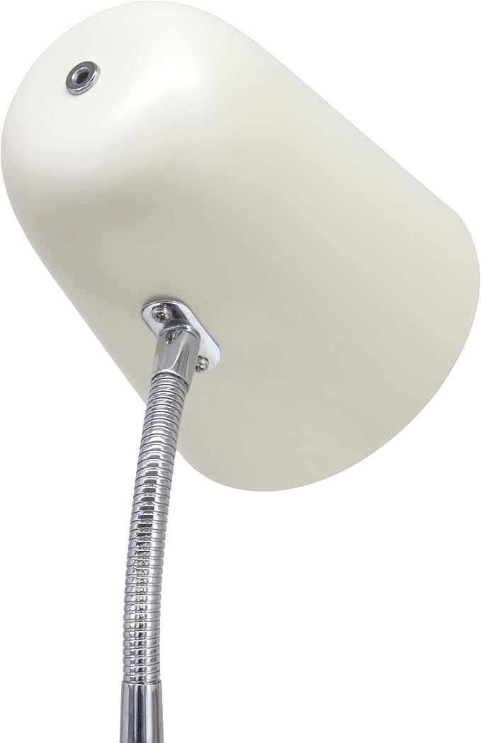 Simple Designs LD1075-CRM 15.28" Sleek Essentials Minimalist Metal Desk Task Lamp, for Office, Desk, Nightstand, Dorm, Cream