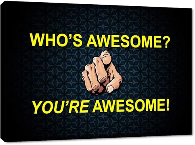 Yatsen Bridge Wall Art Who’s Awesome You’re Awesome Motivational Quote Poster Frame Modern Gallery-Wrapped Entrepreneur Inspirational Motto Canvas for Office Home Decor 28''Hx44''W