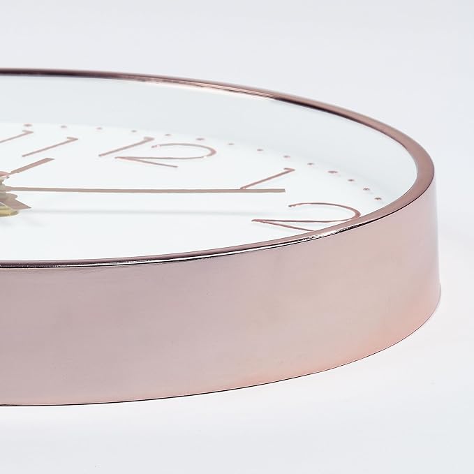 Lafocuse Silent 12 Inch 3D Numbers Rose Gold Wall Clock for Living Room Decor, Battery Operated Rose Gold Clock Analog for Kitchen Bedroom Office