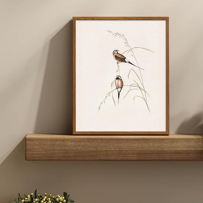 uniro Vintage Bird Wall Art Farmhouse Retro Pictures Canvas Sparrow Birds Poster Abstract Avian Wall Decor birds Themed Vintage Inspired bird Decor Modern Home Decor(8" x 10"-UNFRAMED)