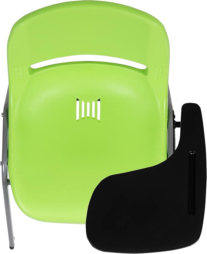 Flash Furniture Green Ergonomic Shell Chair with Left Handed Flip-Up Tablet Arm