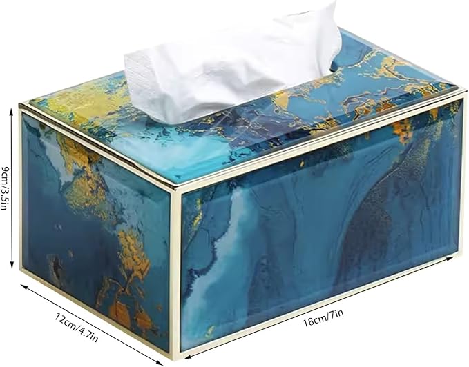 Stylish Tissue Box Waterproof Tissue Box Decorative Tissue Box and Creative Tissue Holder for Bathroom Dressers Offices Gift Bar Decor Bar Modern Tissue Box (Color : Blue, Size : Large) (Blue Large)