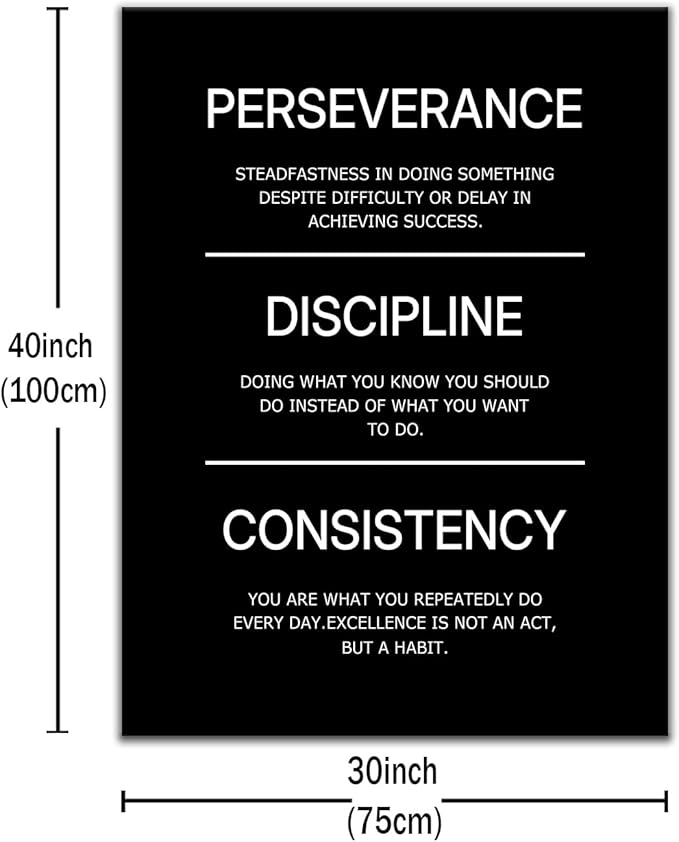 Inspirational Discipline Canvas Wall Art Office Decor Motivational Success Entrepreneur Quotes Positive Sign Picture Artwork for Modern Home Living Room Gym School Ready to Hang [30''Wx 40''H]