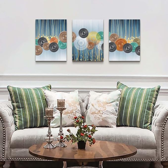 Abstract Canvas Wall Art - 3 Pieces Set for Living Room, Bedroom, Office & Bathroom Decor