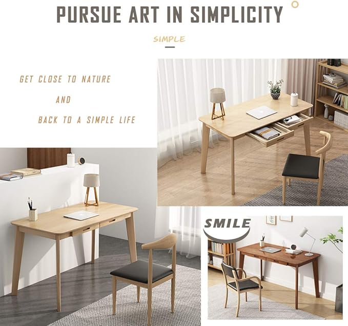 IOTXY Solid Wood Writing Desk - Home Office Workbench Desk with Drawer, 31.5" Width Laptop Computer Work Study Table in White