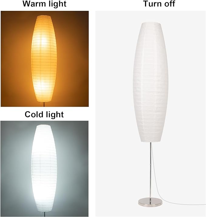 Paper Floor Lamp, 59'' Minimalist Japanese Lamp, Perfect for Living Room, Office, Bedroom, Kids Room, Reading, Home Decor- no Bulb（Oval 2 Pack）