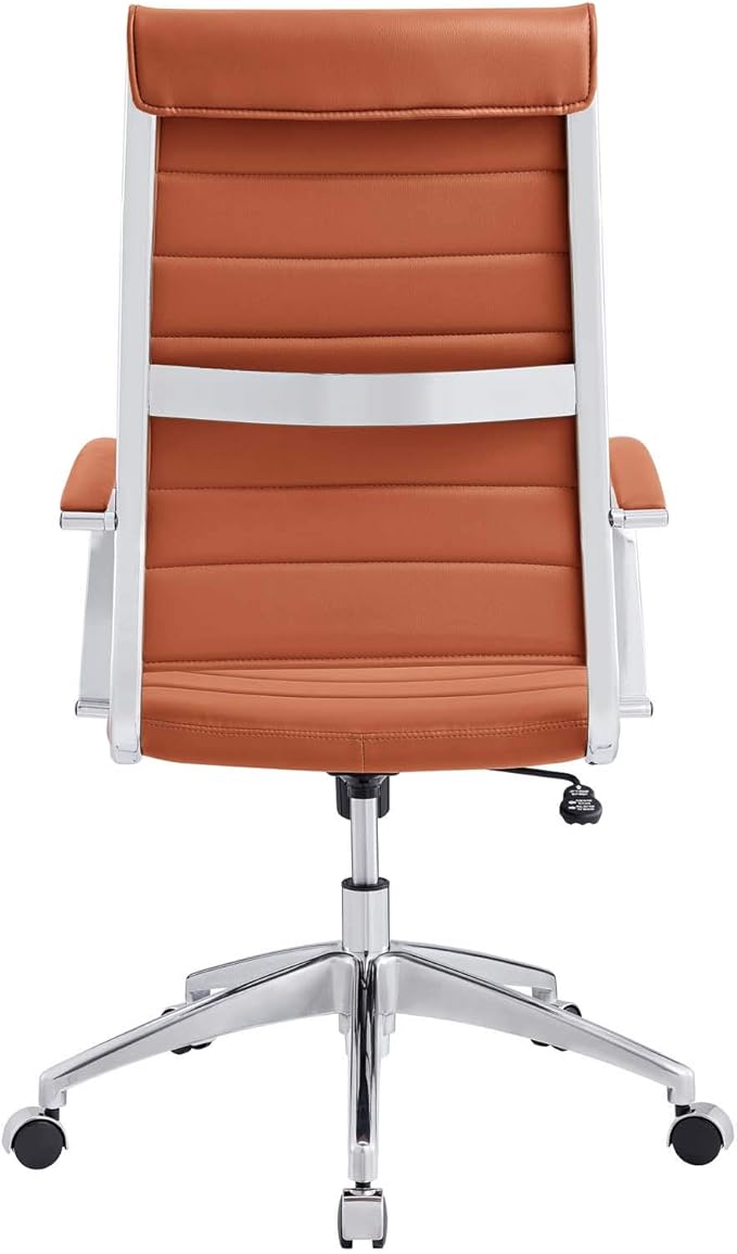 Modway Jive Ribbed High Back Tall Executive Swivel Office Chair With Arms In Terracotta