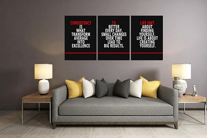 Inspirational Poster Entrepreneur Quote Motivational 3 Pieces Wall Art Canvas Prints Artwork for Living Room Office Modern Home Decor Painting Pictures Stretched and Framed Ready to Hang[60''Wx 28''H]