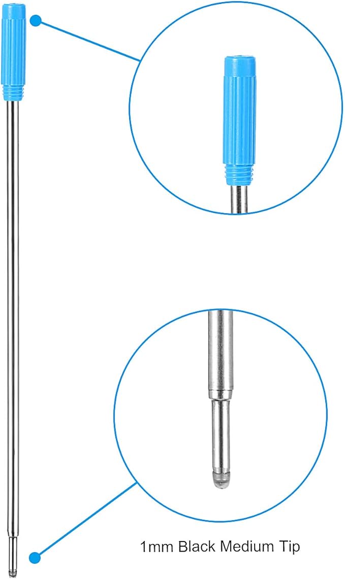 Jovitec 24 Pieces Replaceable Ballpoint Pen Refills Metal Pen Ink Refills Smooth Writing 4.5 Inch (11.6 cm) and 1 mm Medium Tip for Gifts Office(Blue)