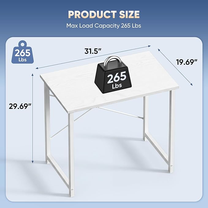 DUMOS 32 Inch Office Small Computer Desk Modern Simple Style Writing Study Work Table for Home Bedroom - Wood White