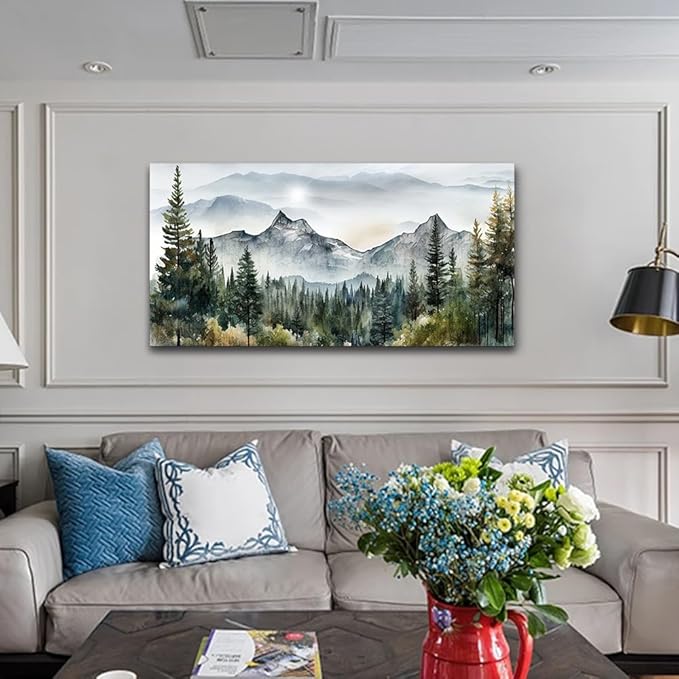 hyidecorart Large Size Wall Art For Living Room Canvas Decorations For Bedroom Modern Office Wall Decor Abstract Mountain Scenery Paintings Wall Pictures Artworks Ready To Hang Home Decoration